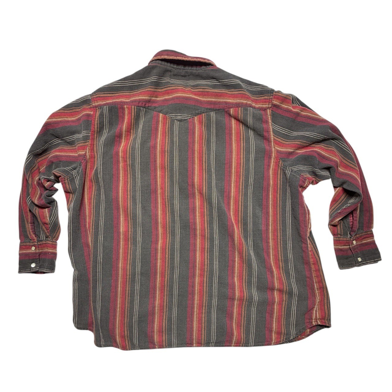 Vintage Wrangler Striped Pearl Snap Shirt 2XL Big Man Canvas Western Cowboy USA