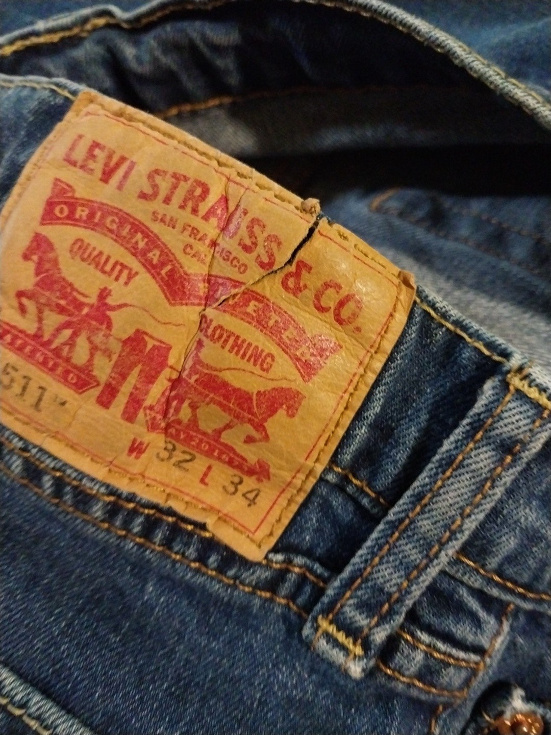 LEVI’S 511 JEANS BLUE DENIM ZIPPER FLY SKINNY MEN’S 32 X 34