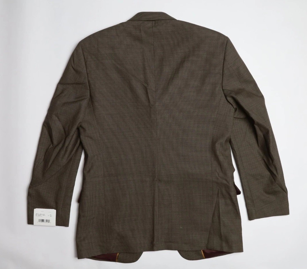 Hickey by Hickey Freeman Birdseye Wool Suit Size 38 R in Brown Black Plaid