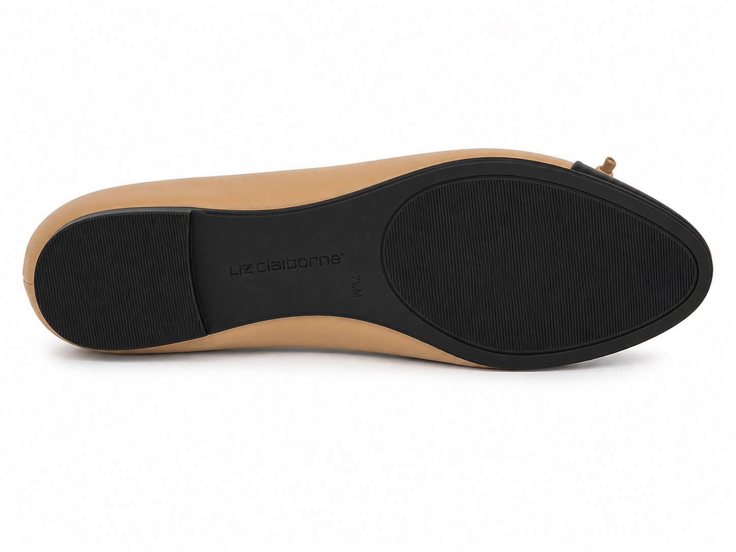 New Liz Claiborne LC Flora W Ballet Flats Women 11W Nude Black Cap Toe
