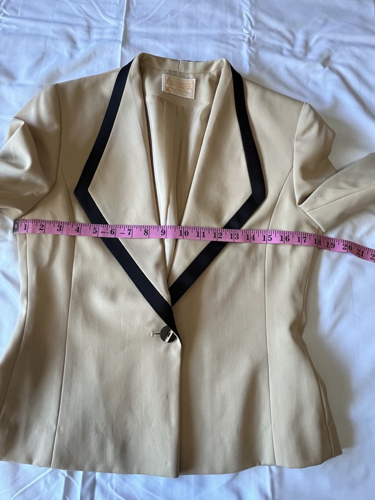 Vintage Pendleton Blazer Womens 6 Ivory Cream Black Trim Pure Virgin Wool USA