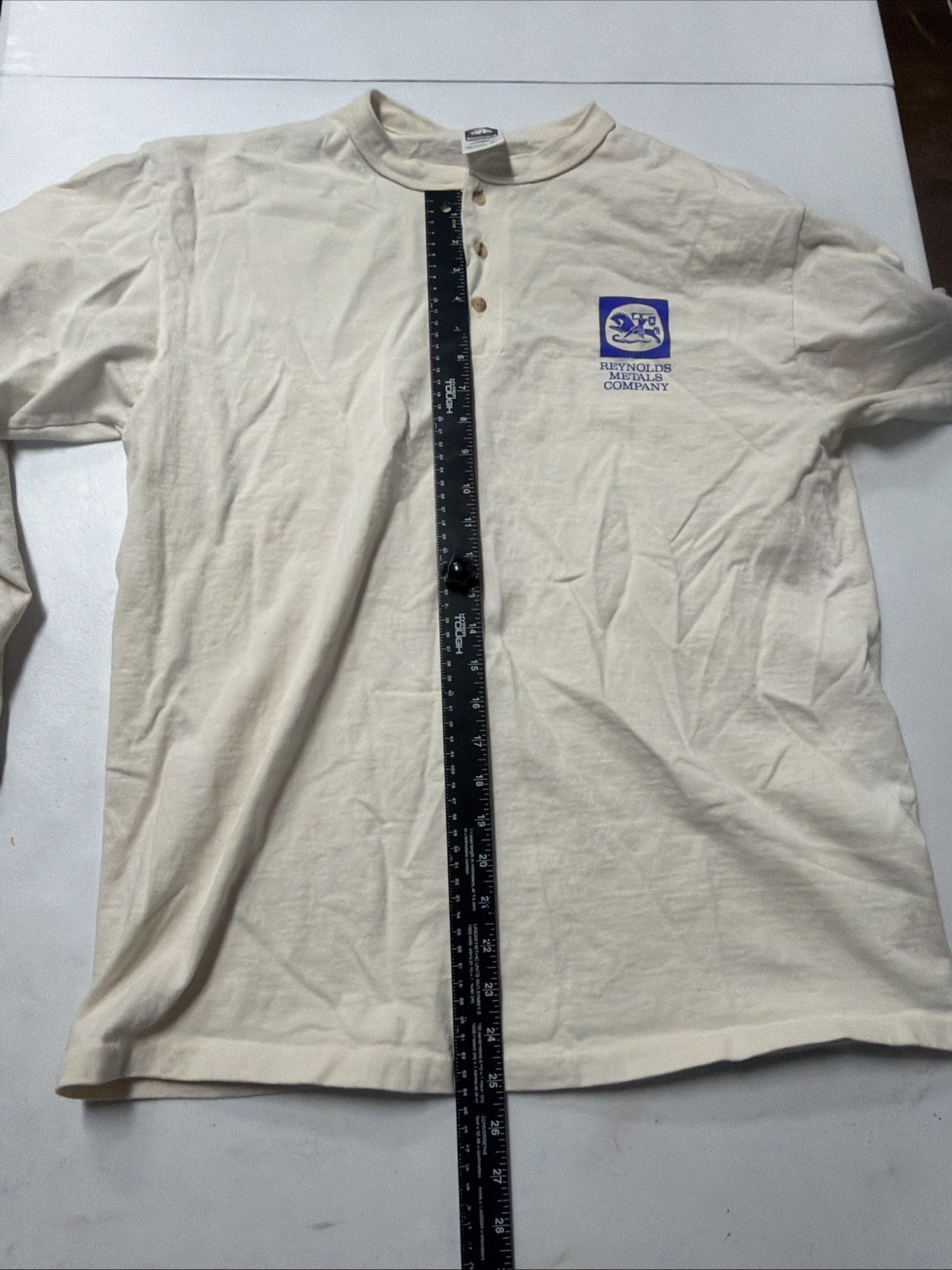 Vintage Reynolds Metals Company 1/4 Button Shirt Single Stitch Made In USA