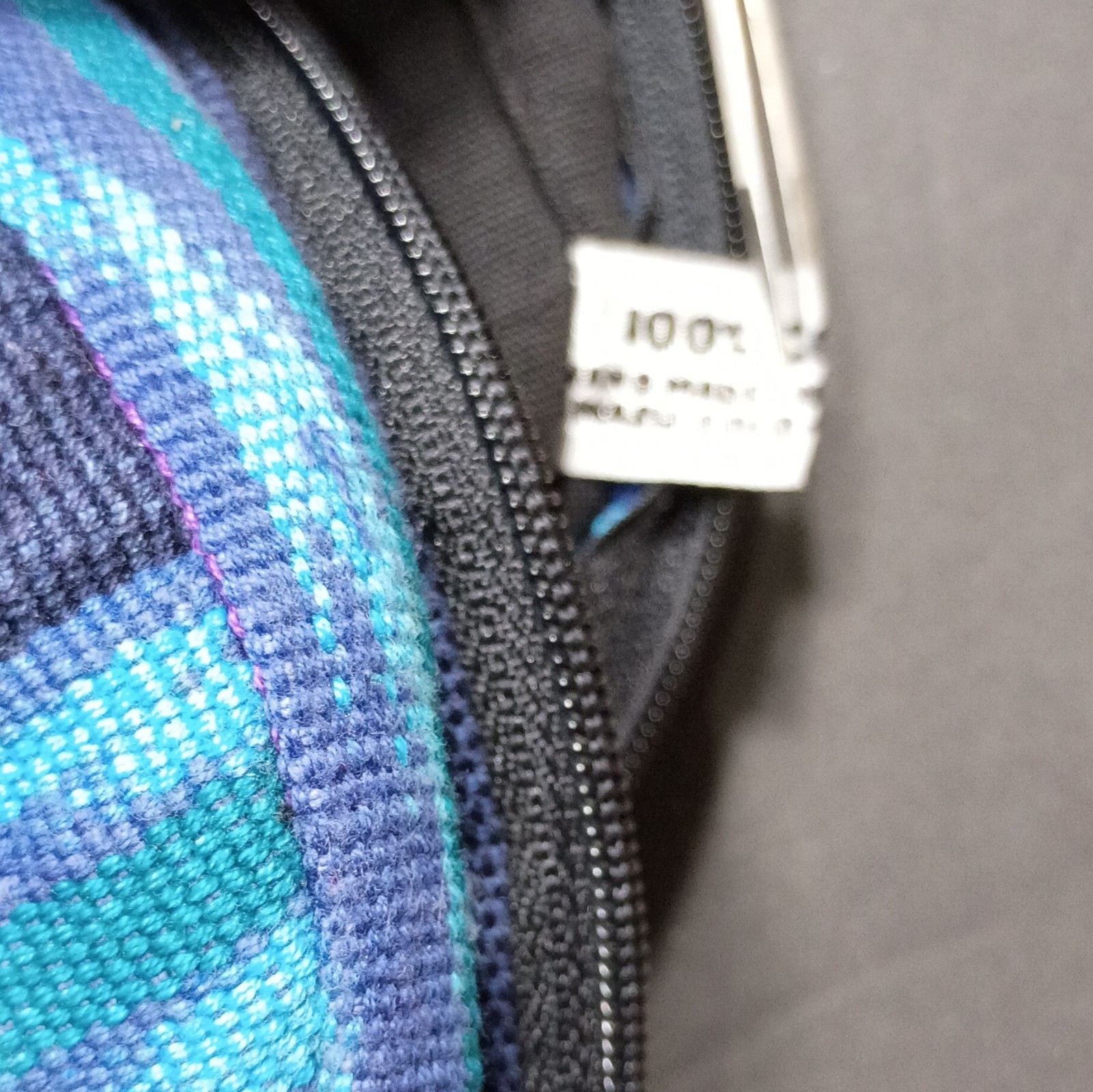Colorful Striped Backpack Zip Closure w/ Pockets Blue Teal Purple Black
