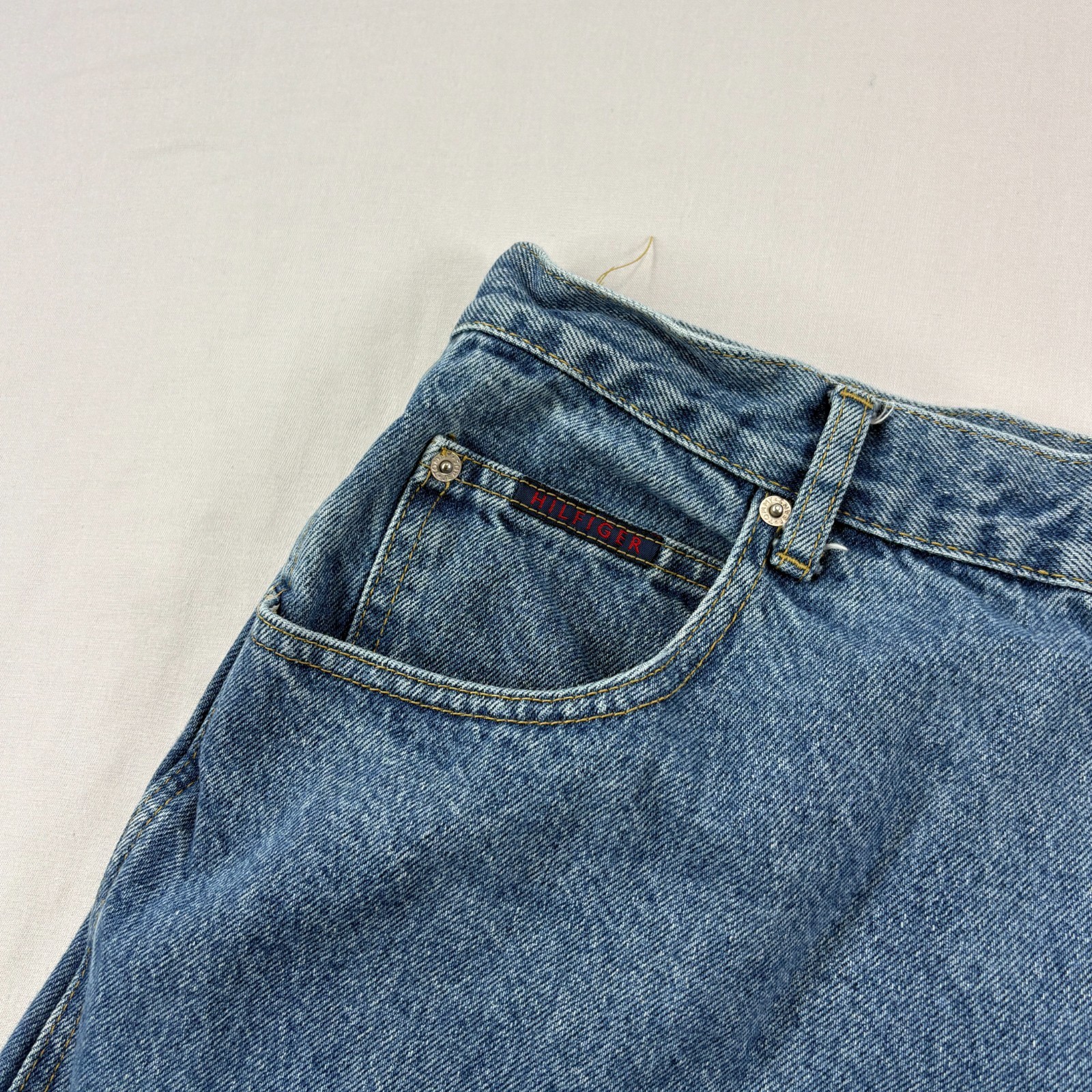 Vintage 90s Tommy Hilfiger Jeans Mens 42×34 (Fits 40×33) Blue Carpenter Baggy