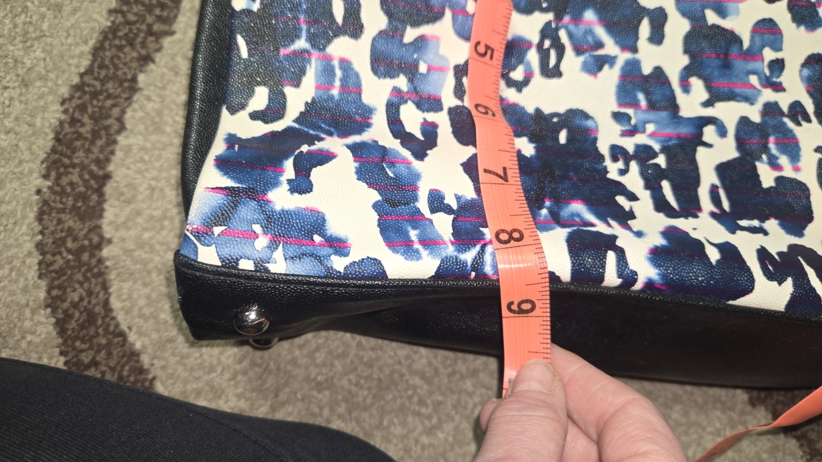 Anne Klein Blue/Black/White Leopard Print Shoulder Bag