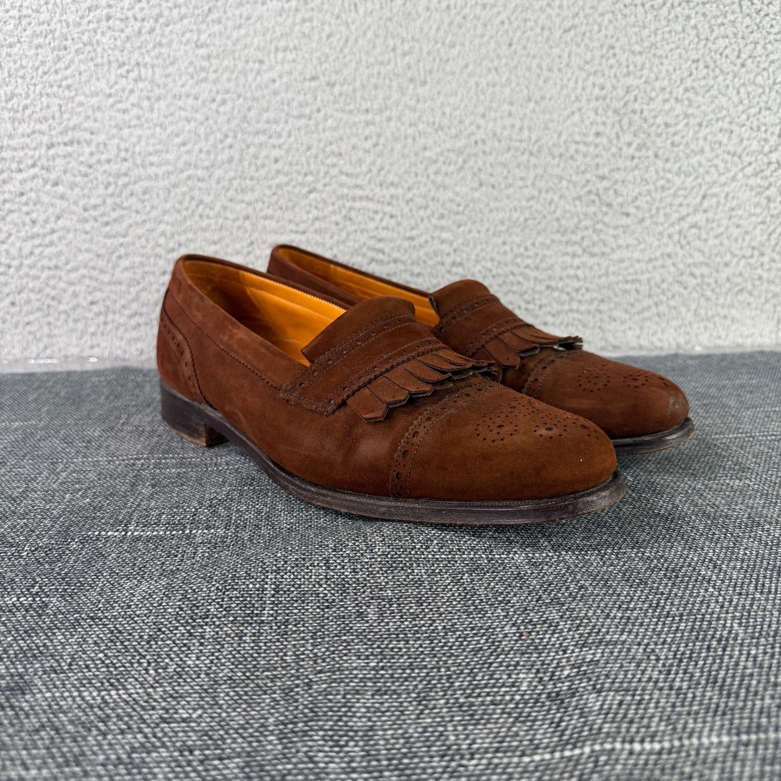 Cole Haan Bench Made England Loafers Mens 10 D Brown Suede Tassel Wingtip VTG