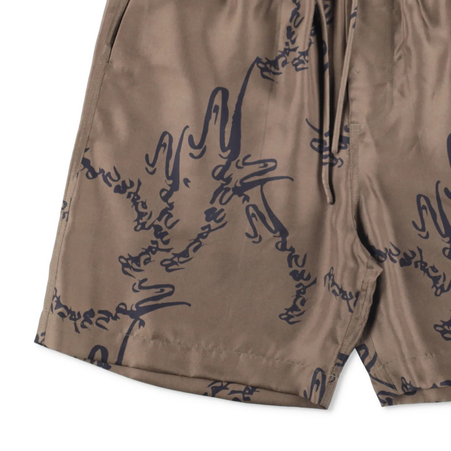 NANUSHKA Mens Twill Silk Bermuda Shorts Logo Drawstring Brown Size S RRP 415