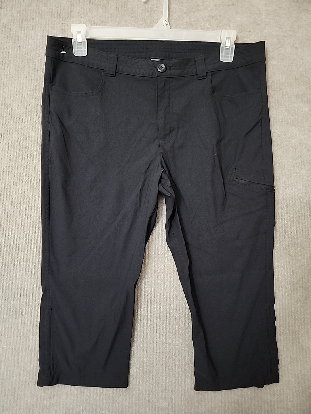 Eddie Bauer Rainier Capri Pants Womens 16 Black Nylon Stretch Hiking UPF 50+