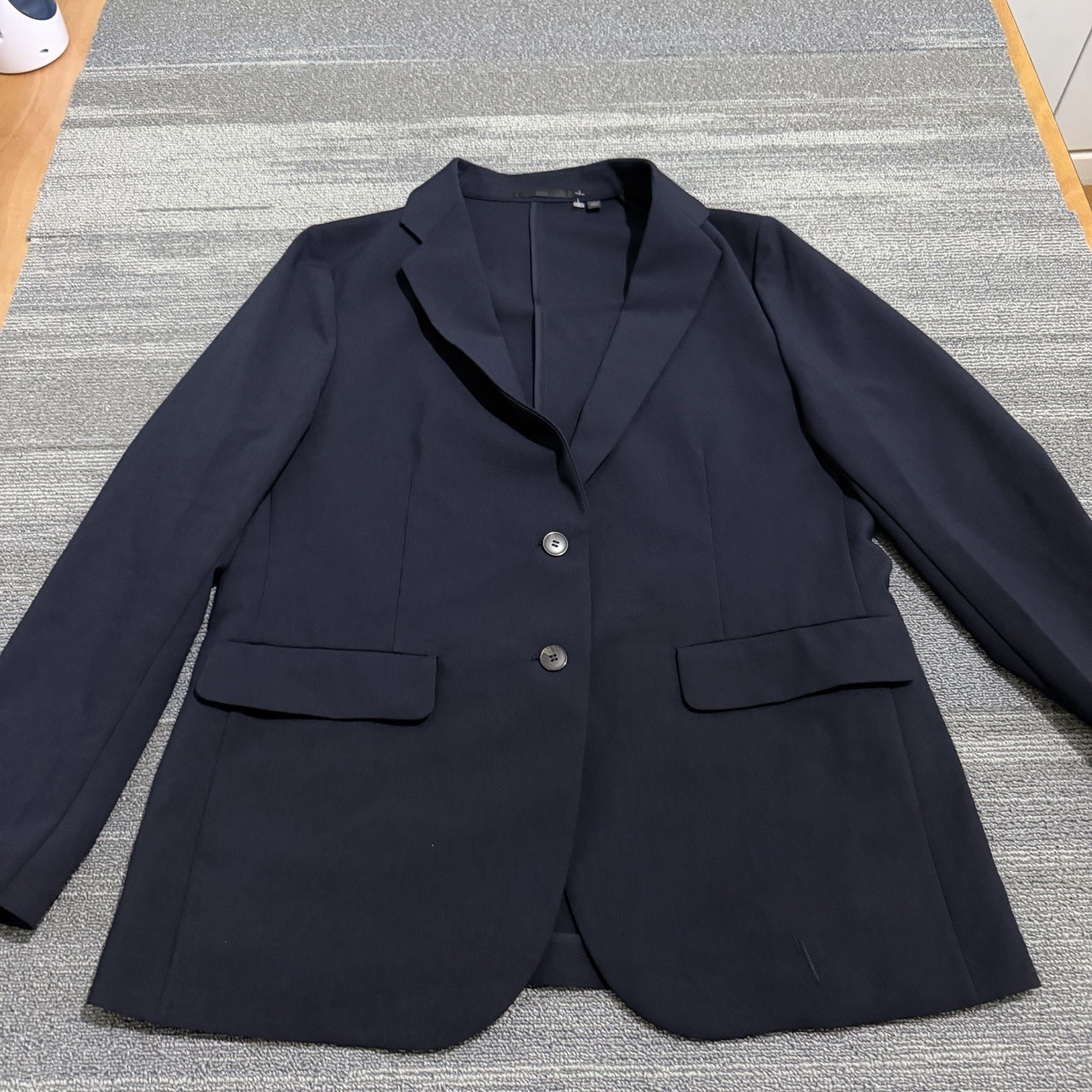 Uniqlo Blazer Mens Large Navy Unstructured Sport Coat Polyester Jacket Stretch