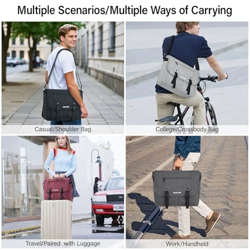 15.6 Inch Laptop Messenger Bag for Men & Women, Large Crossbody 15 Inch Black