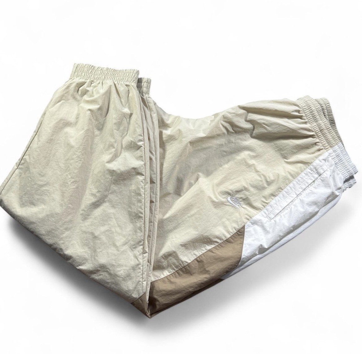 Nike Men’s Oversized Colorblock Jogger Pants Beige/White/Brown Size L