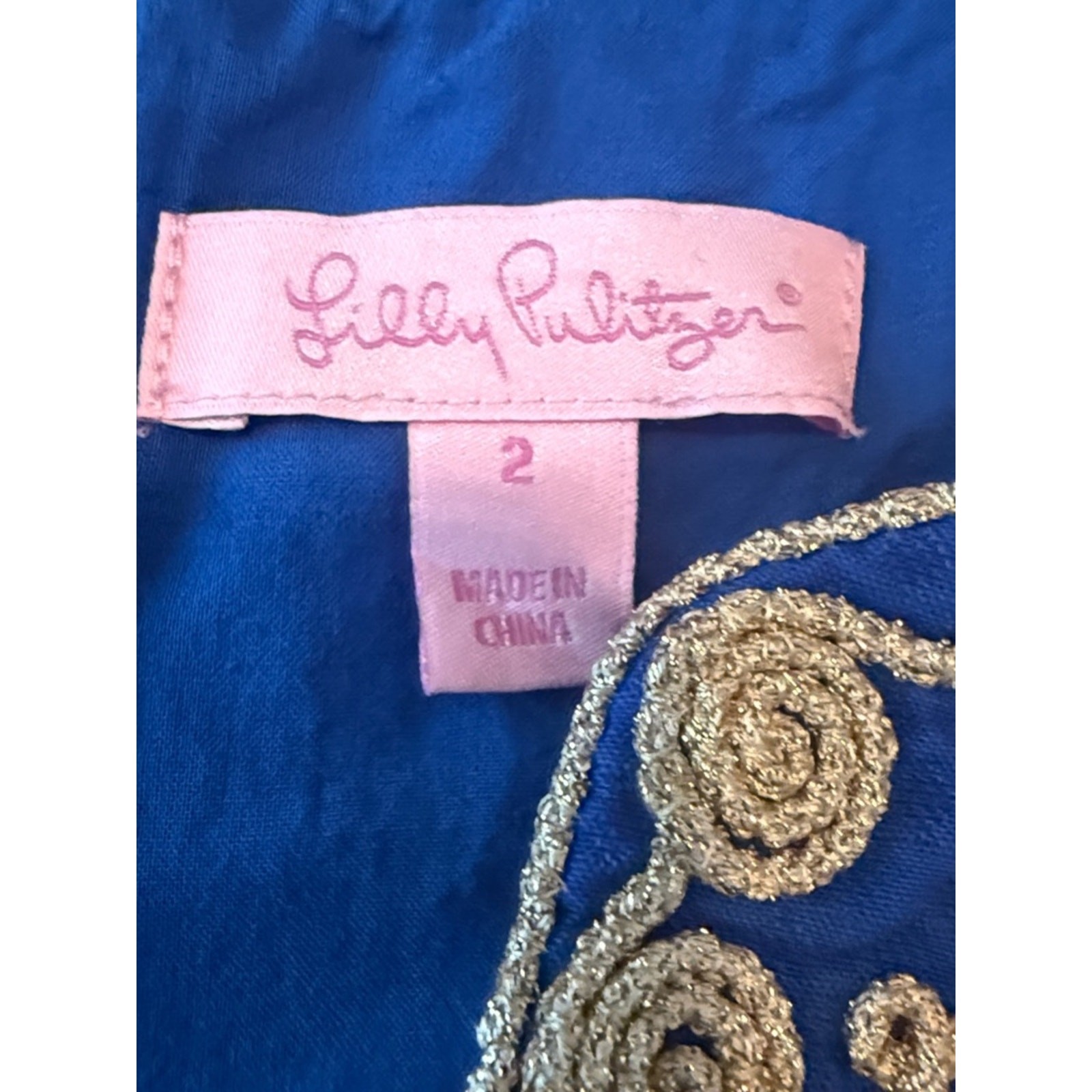 Lilly Pulitzer Royal Blue Sleeveless Embroidered Mini Dress