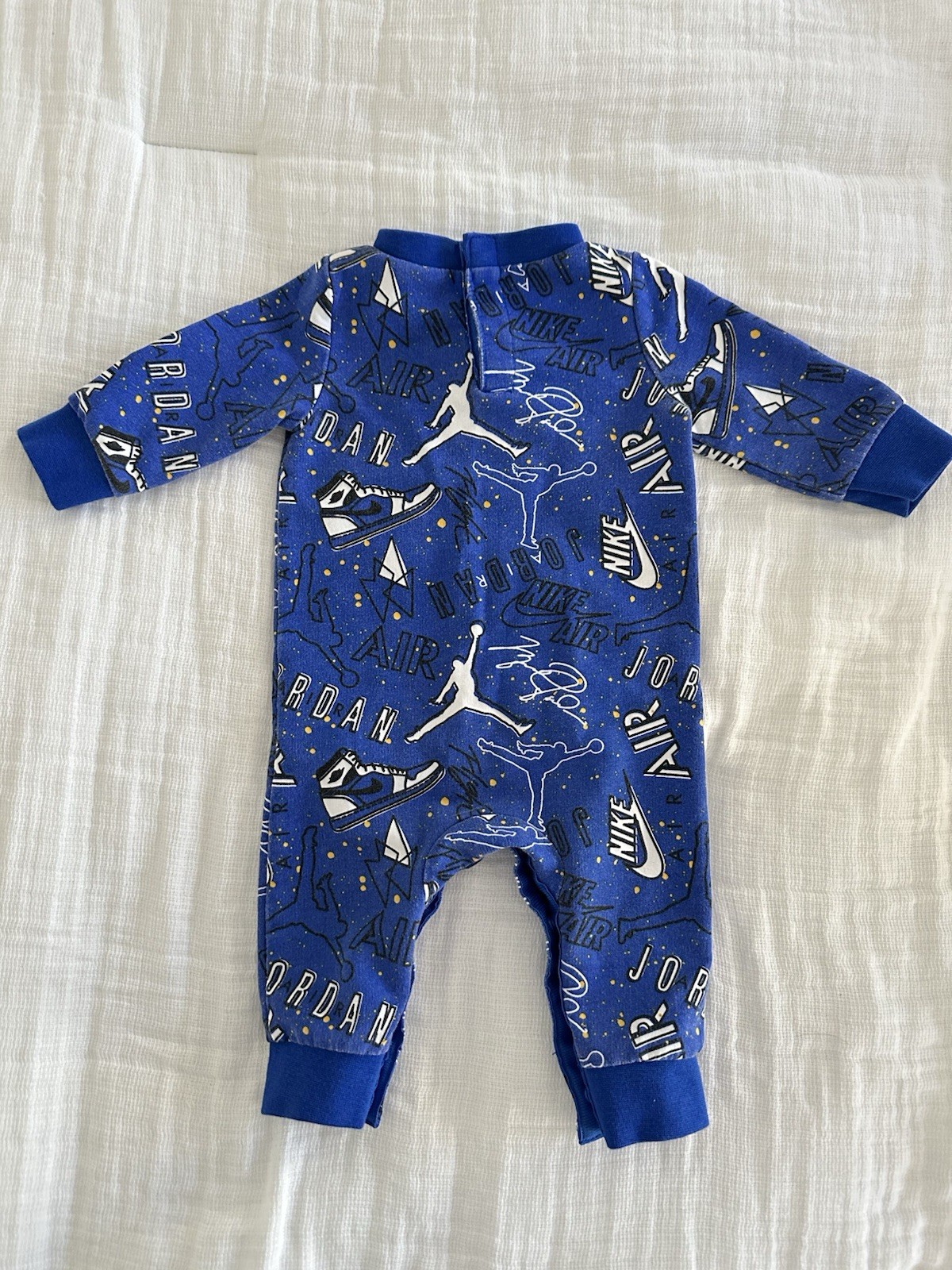 Nike Jordan Jumpsuit Romper Size 0-3 Months Logo Royal Blue Print All Over