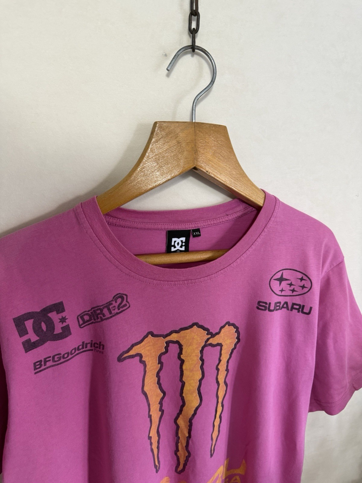 Vintage 90s Subaru DC Monster Energy Rally Team USA T-Shirt Men Size 2XL Pink