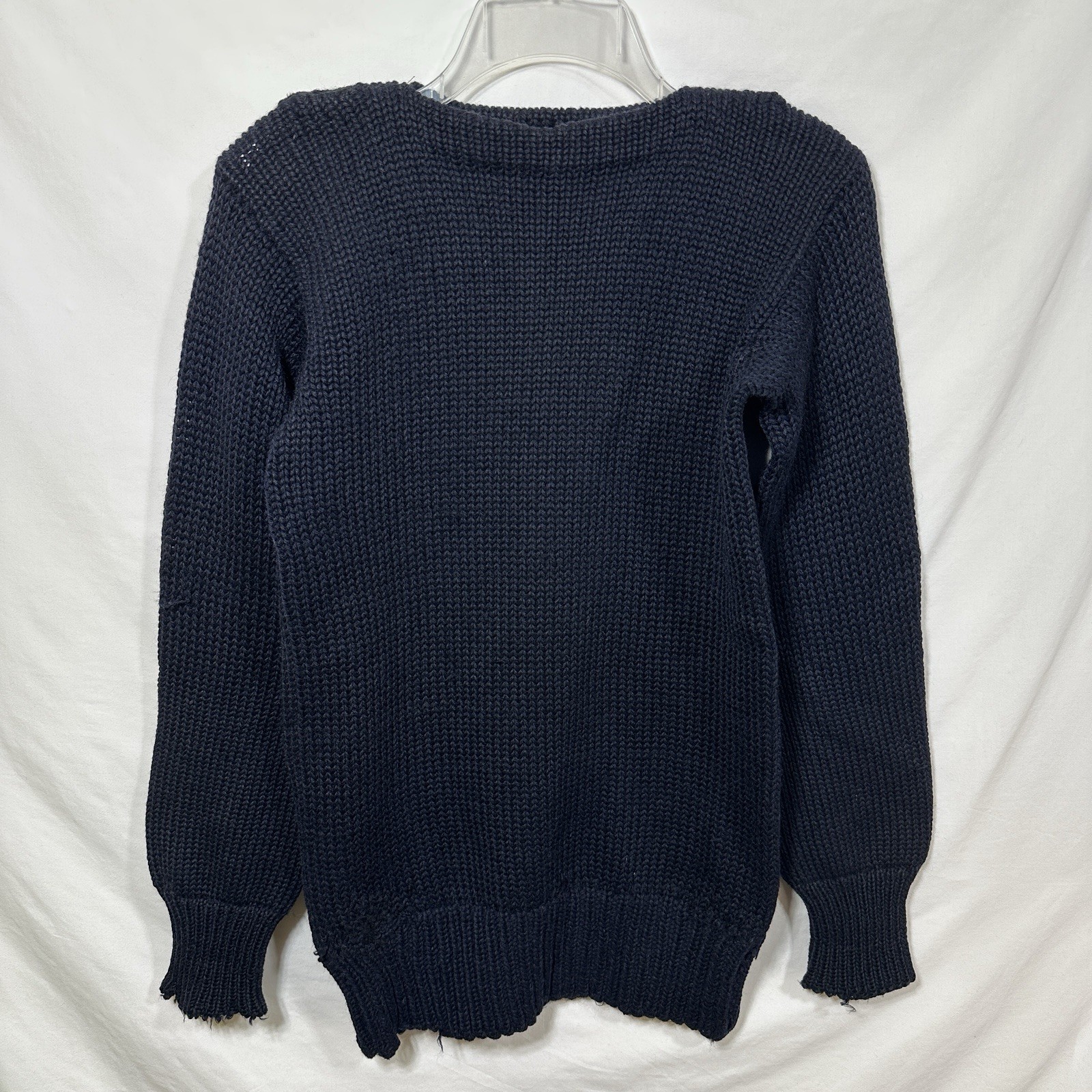 Vintage Bradley Knitwear All American Outdoor Navy Blue Sweater w/Elbow Patches