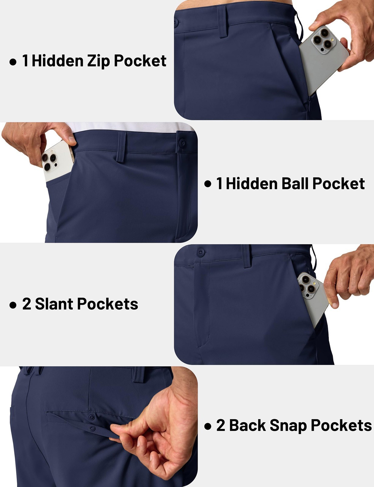 Men’s 7″ Golf Shorts Stretch Quick Dry 6 Pockets Summer Casual Work Dress Shorts