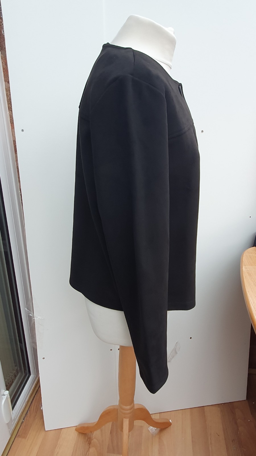 Kim & Co Jacket Stretch Faux Suede Button Front Black New Size Medium