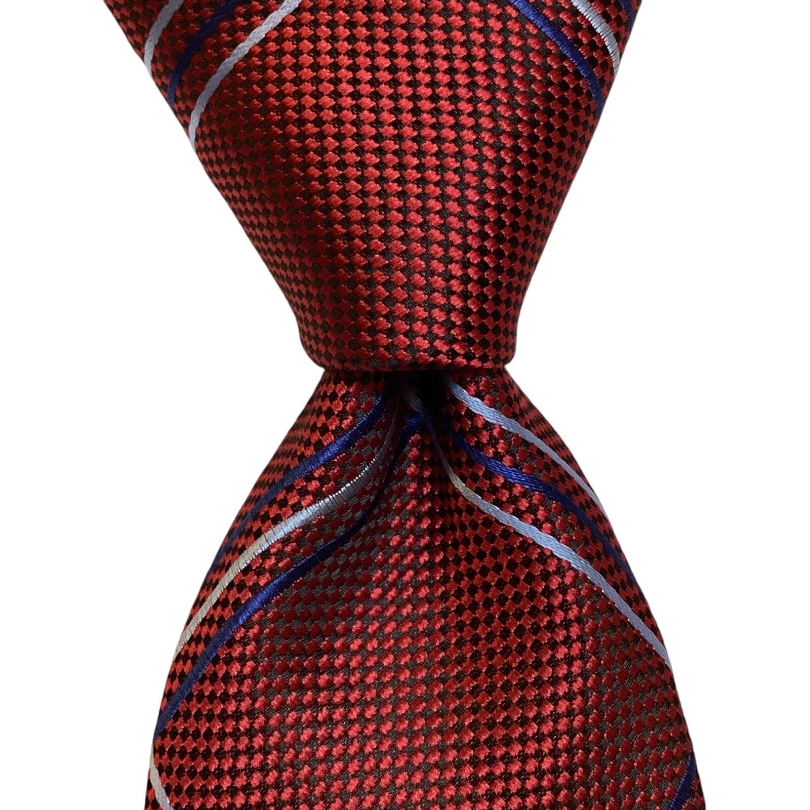 CLUB ROOM Mens Polyester Slim 3 1/8″ Necktie Designer Geometric Red/Blue NWT $55