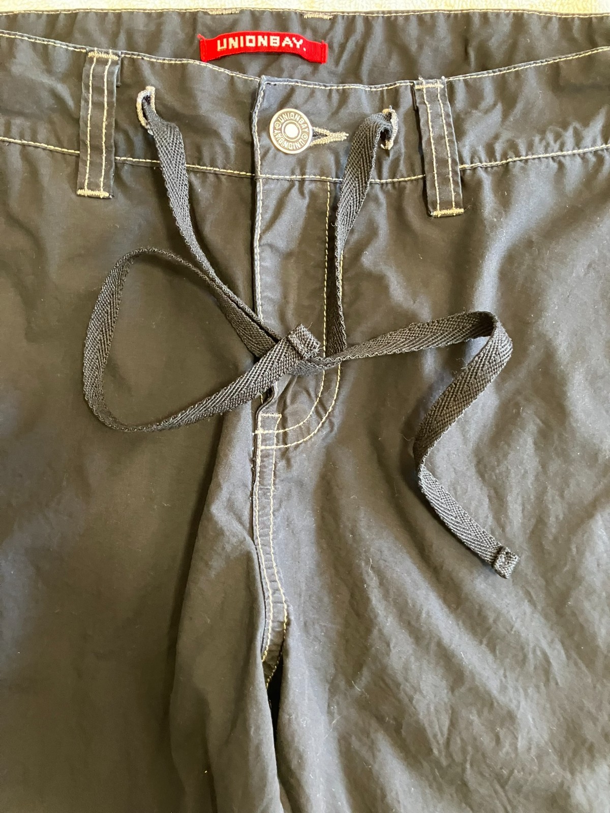 UNIONBAY Black Cargo Capris Contrast Stitching Size 7