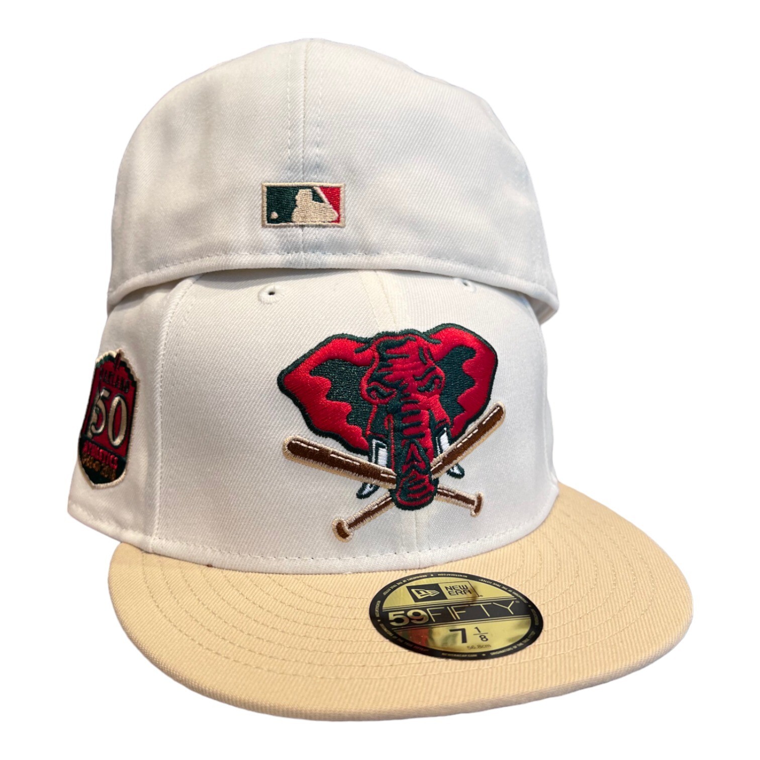 New Era Oakland Athletics Eggnog Pack 59FIFTY Fitted Hat Cap 50 Year Patch 7 7/8