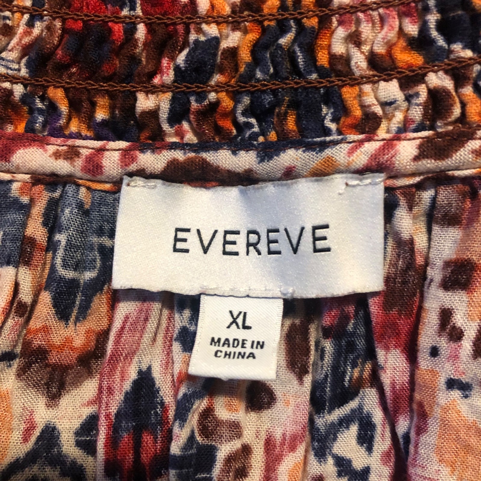 Evereve Multicolor Abstract Ikat Print Blouse Women’s Size XL Art Boho Retro 70s