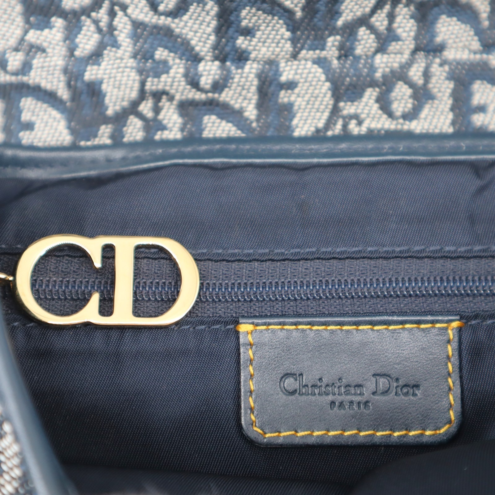 [Pre-owned] Christian Dior Trotter Double Saddle Bag Canvas Navy