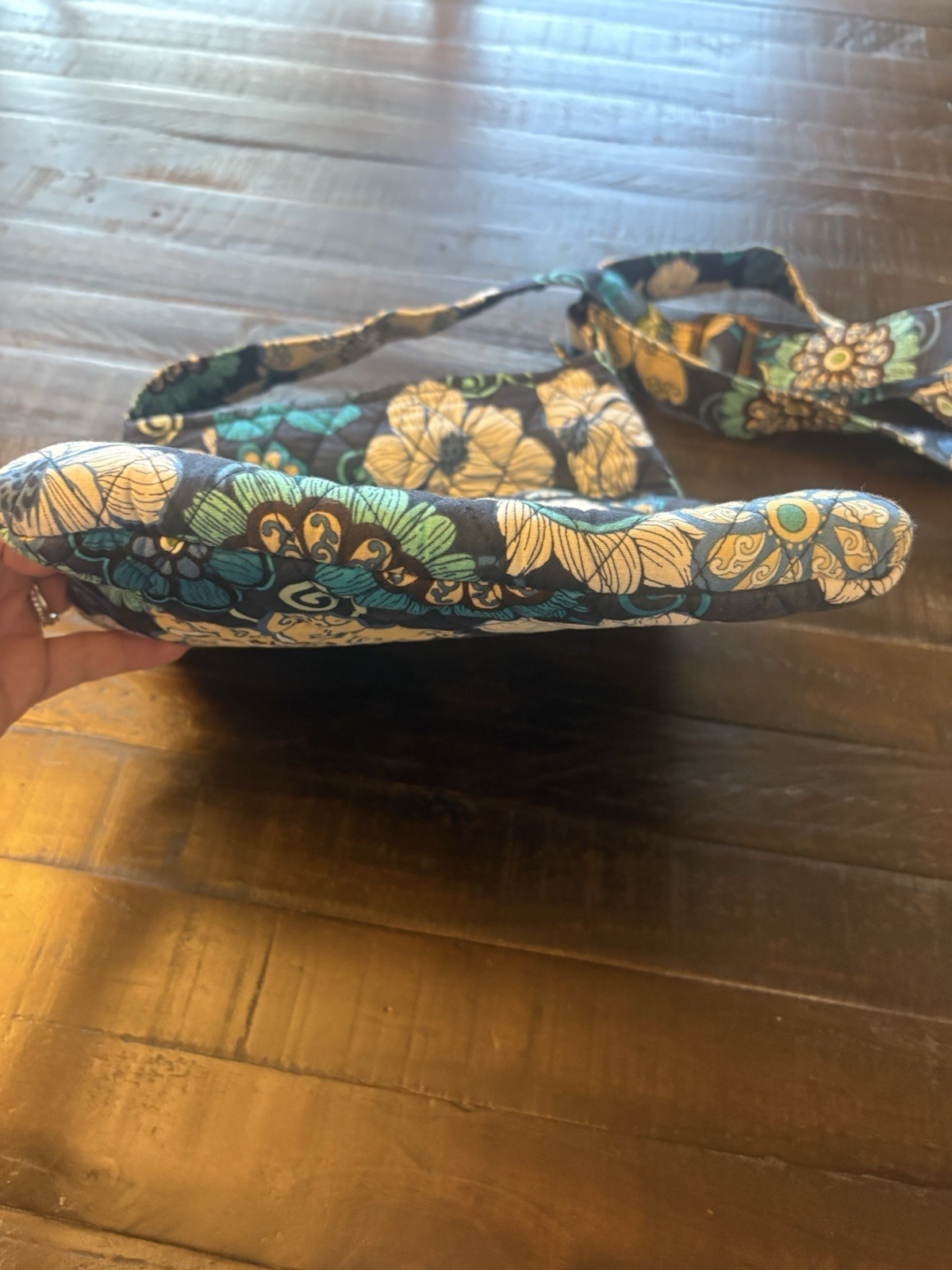 Vera Bradley Java Blue Retired Quilted Crossbody Shoulder Bag Floral Cotton