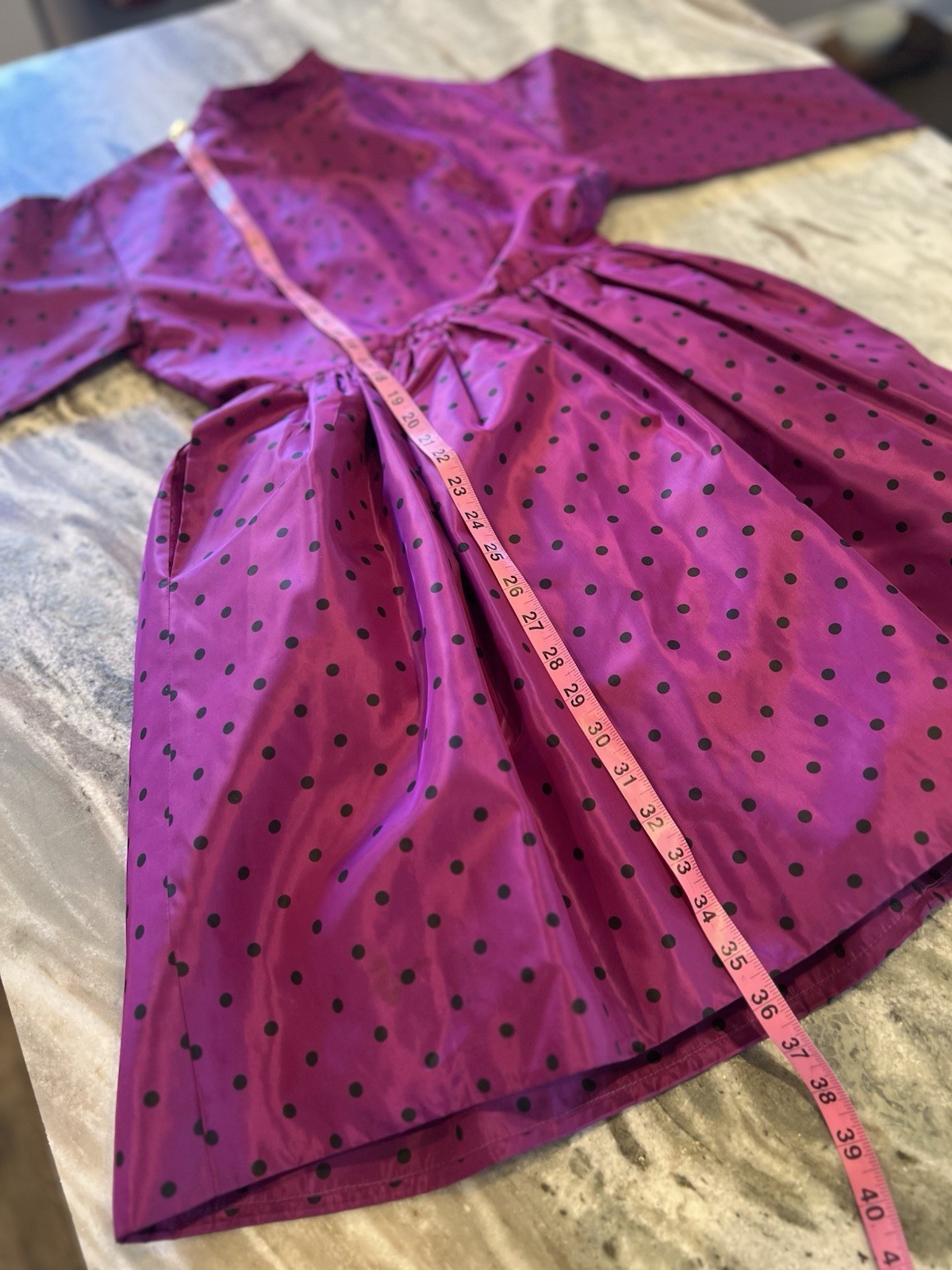 VTG 80s Willi Smith WilliWear 6 Taffeta Dress Purple Black Polkadots Pouf Skirt