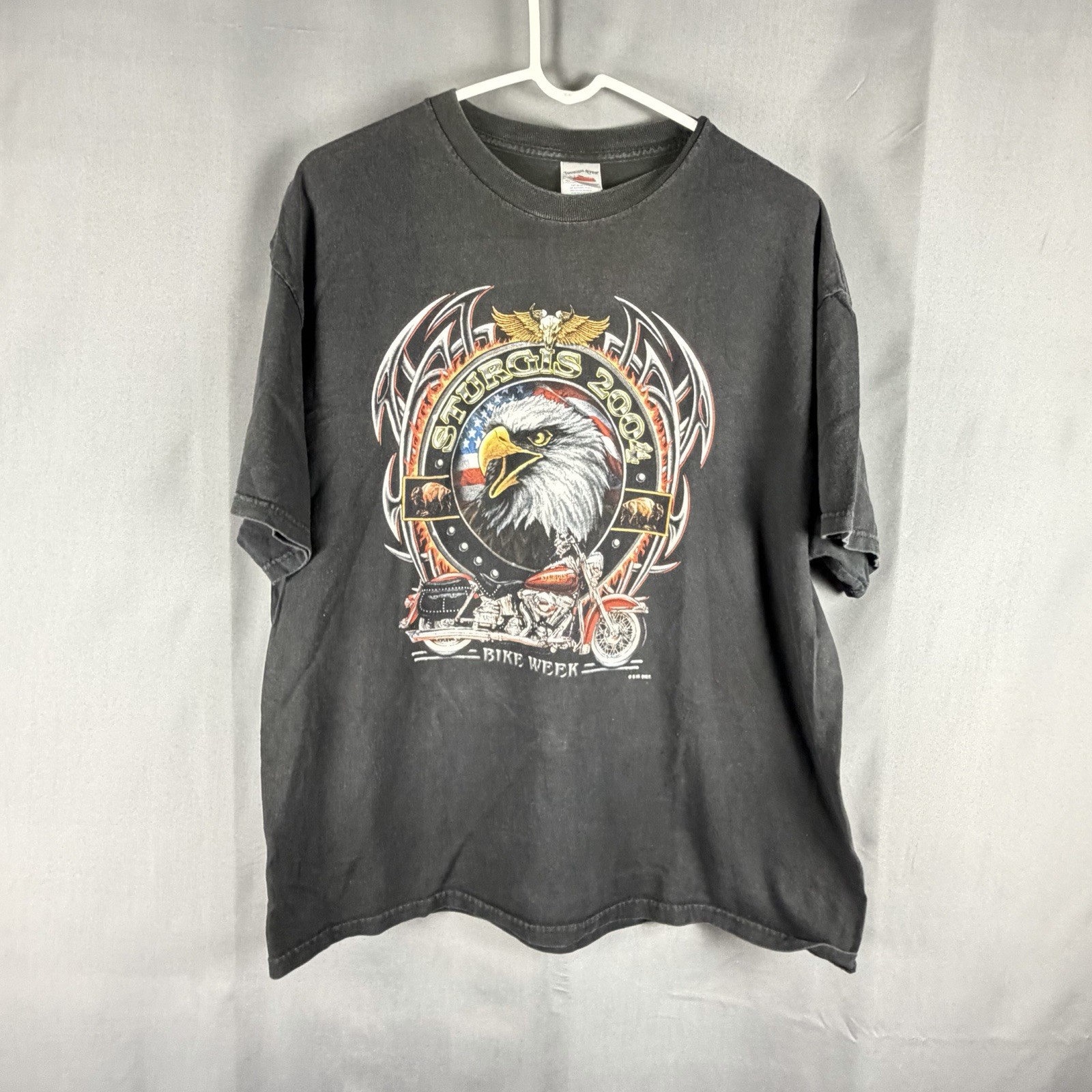 Vintage Sturgis South Dakota Biker T Shirt XL Eagle Motorcycle Black Bike Week