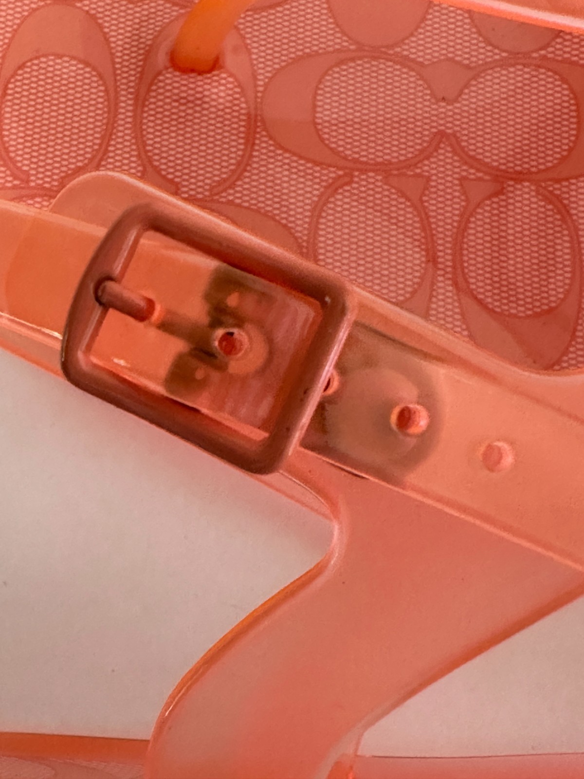 COACH Natalee Jelly Sandals SZ. 8 Orange Tangerine Logo Thong Sandals New Strap