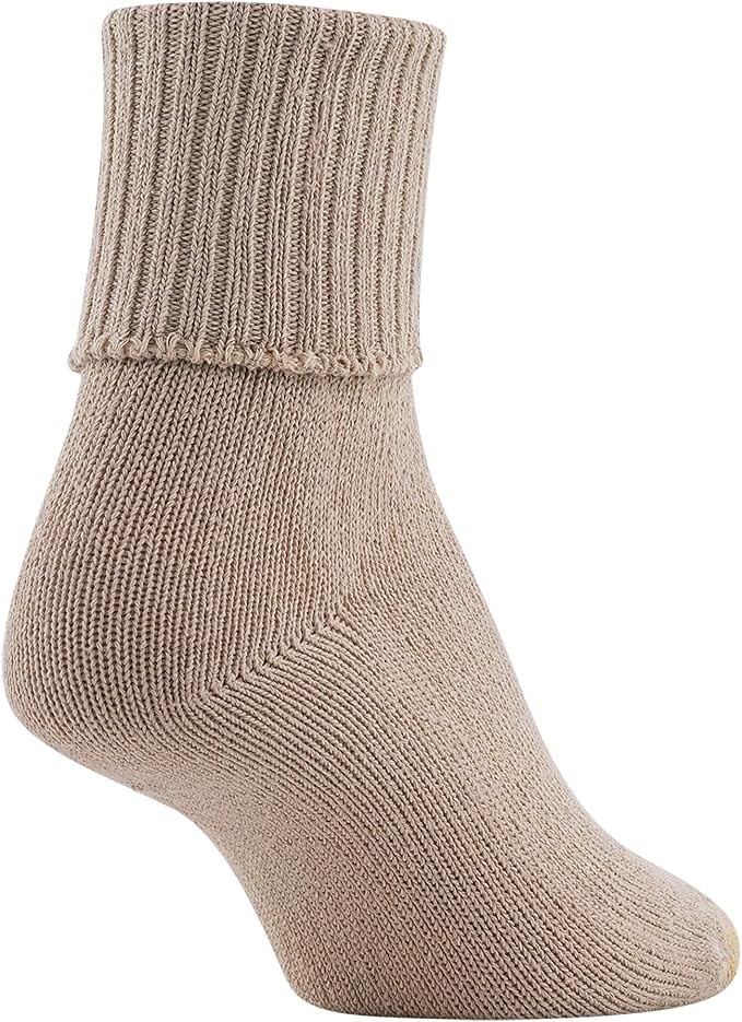 3 Pairs Womens Gold Toe Bermuda Assorted Cotton Turn Cuff Socks