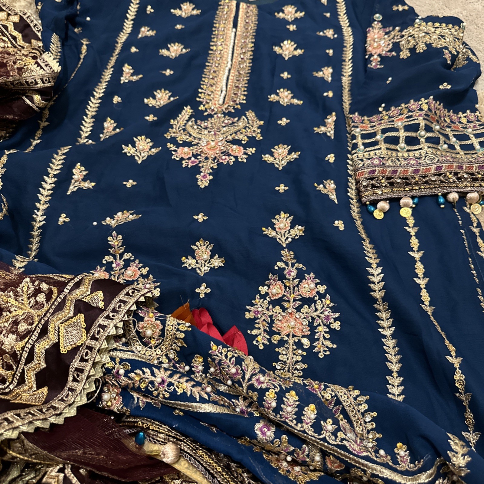 Pakistani Indian Shalwar Kameez Chiffon Duppata Bust 48:49 fully lined