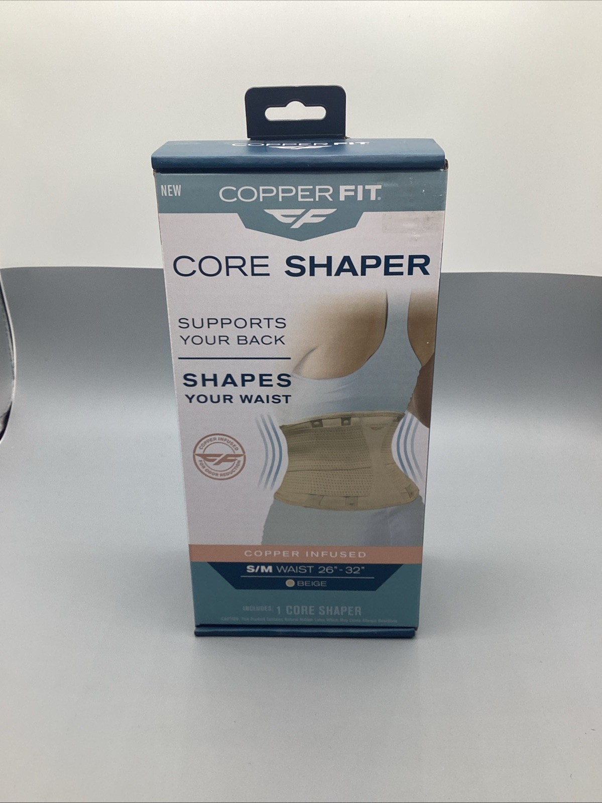 COPPER FIT CORE SHAPER SUPPORTS BACK Shapes waist S/M 26″-34″ Copper Infused New