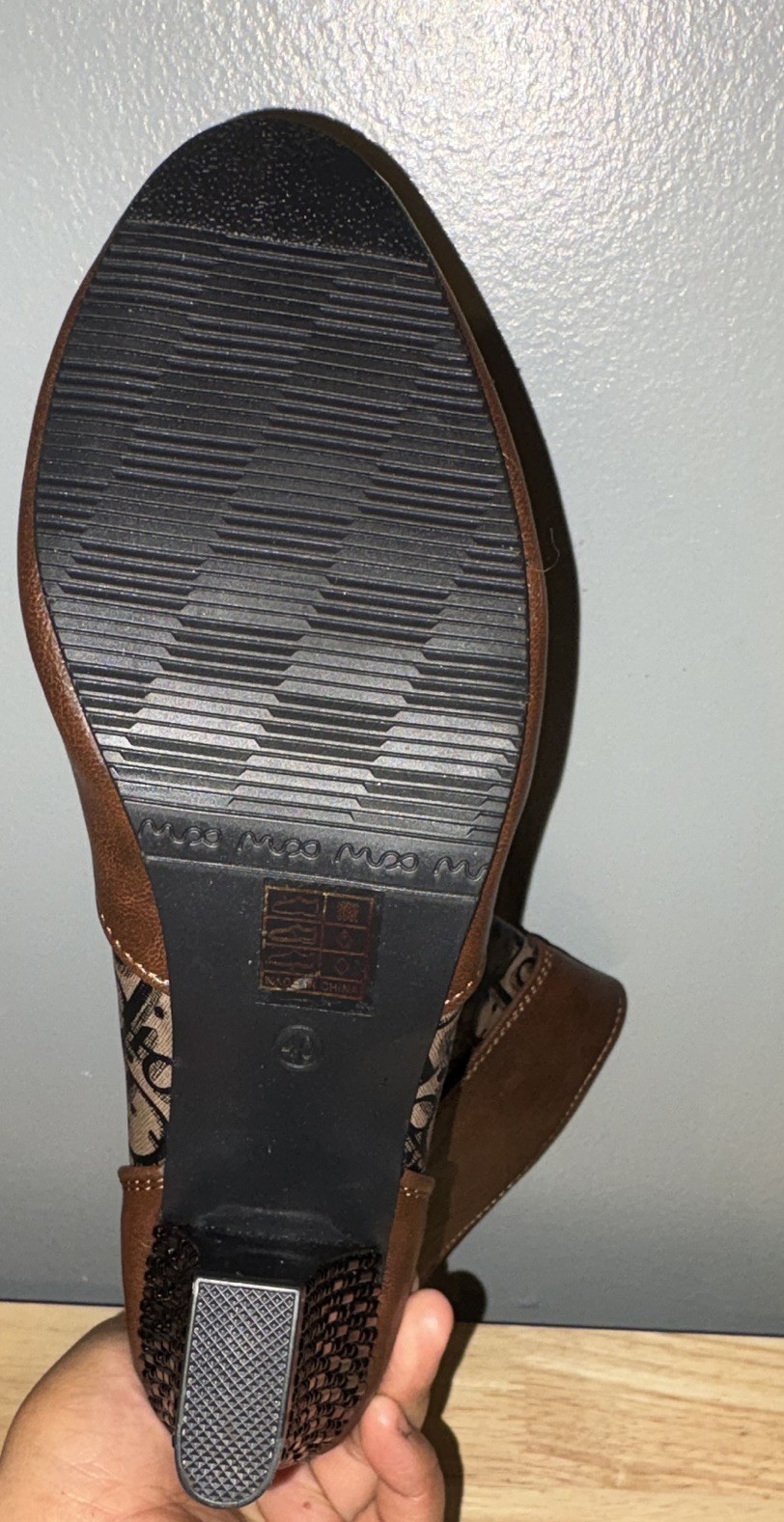 Dior Women’s Brown Leather Monogram Ankle Boots Size 8 Round Toe Zip Cone Heel