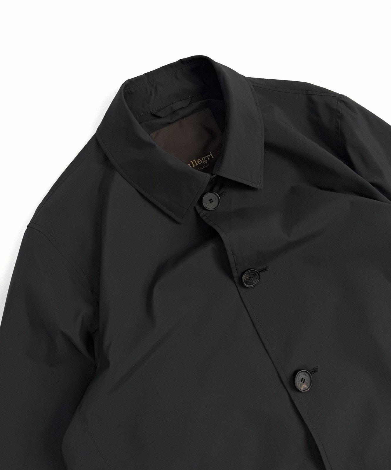 Allegri Milano Packable Raincoat Windbreaker Jacket Men IT 52 Black Nylon Italy