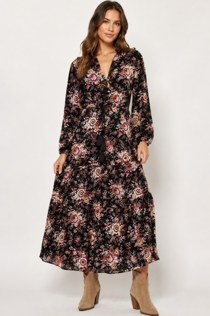 Mille Astrid Bloomsbury Floral Print Tassel Tie Midi Maxi Dress Women’s S