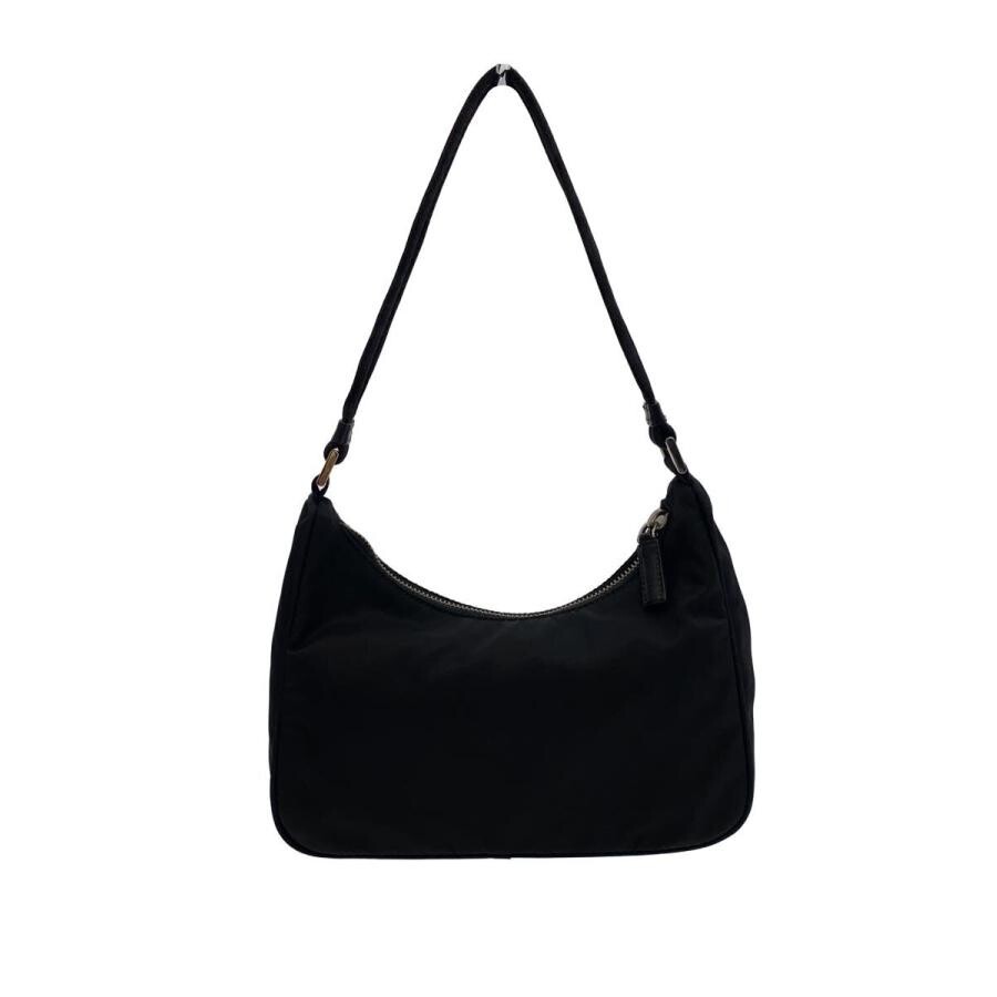 PRADA Nylon Black Shoulder Bag Women Zip Woven Strap