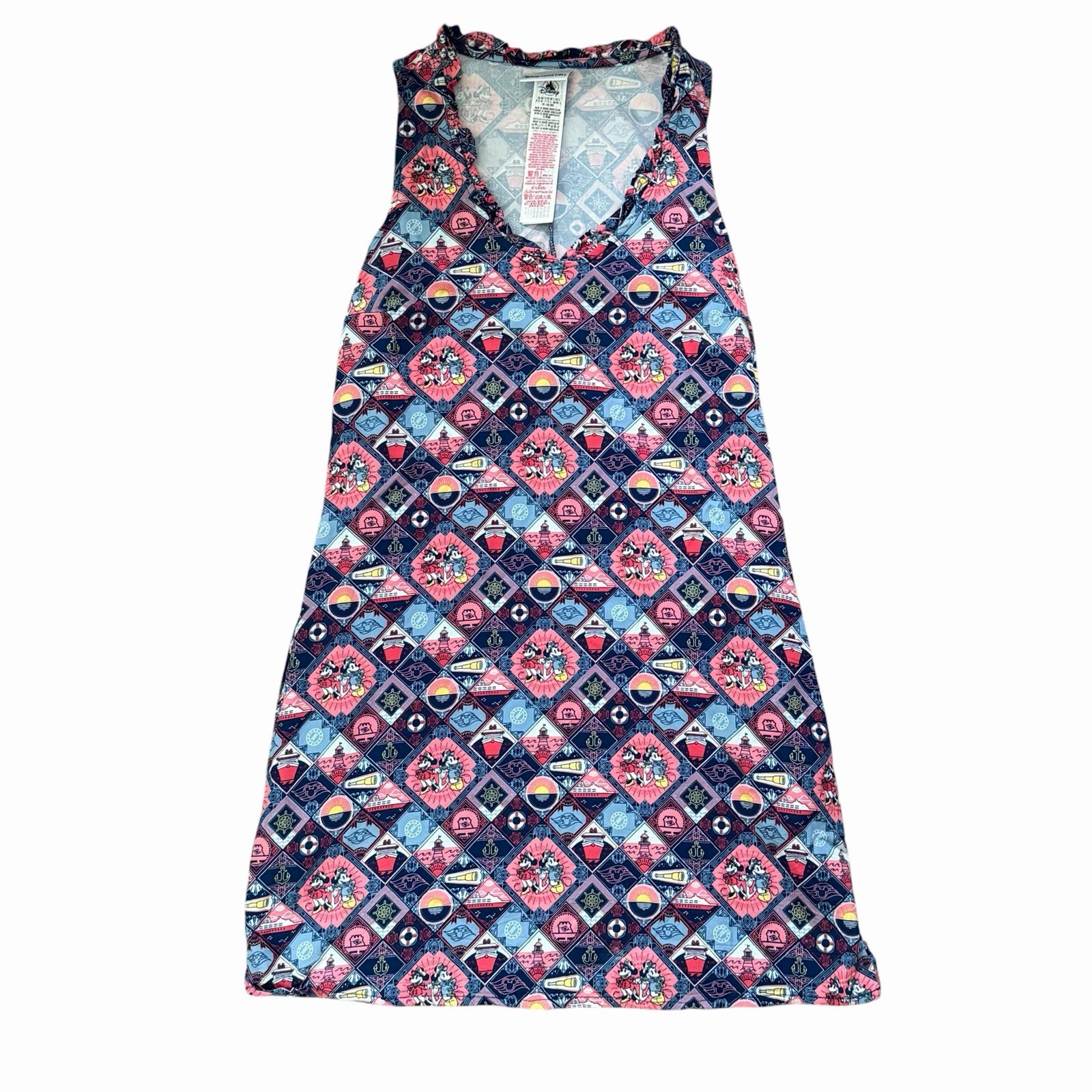 Disney Cruise Line Tank Dress S Mickey Mouse Nautical Vacation Resort Pockets