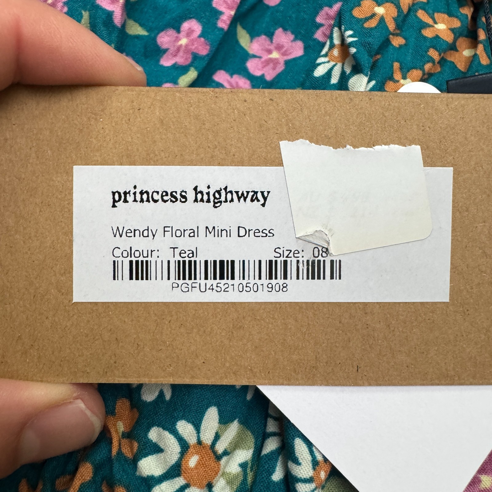 Princess Highway Teal Wendy Floral Mini Dress Womens 8 Blue Puff Sleeve Boho NWT