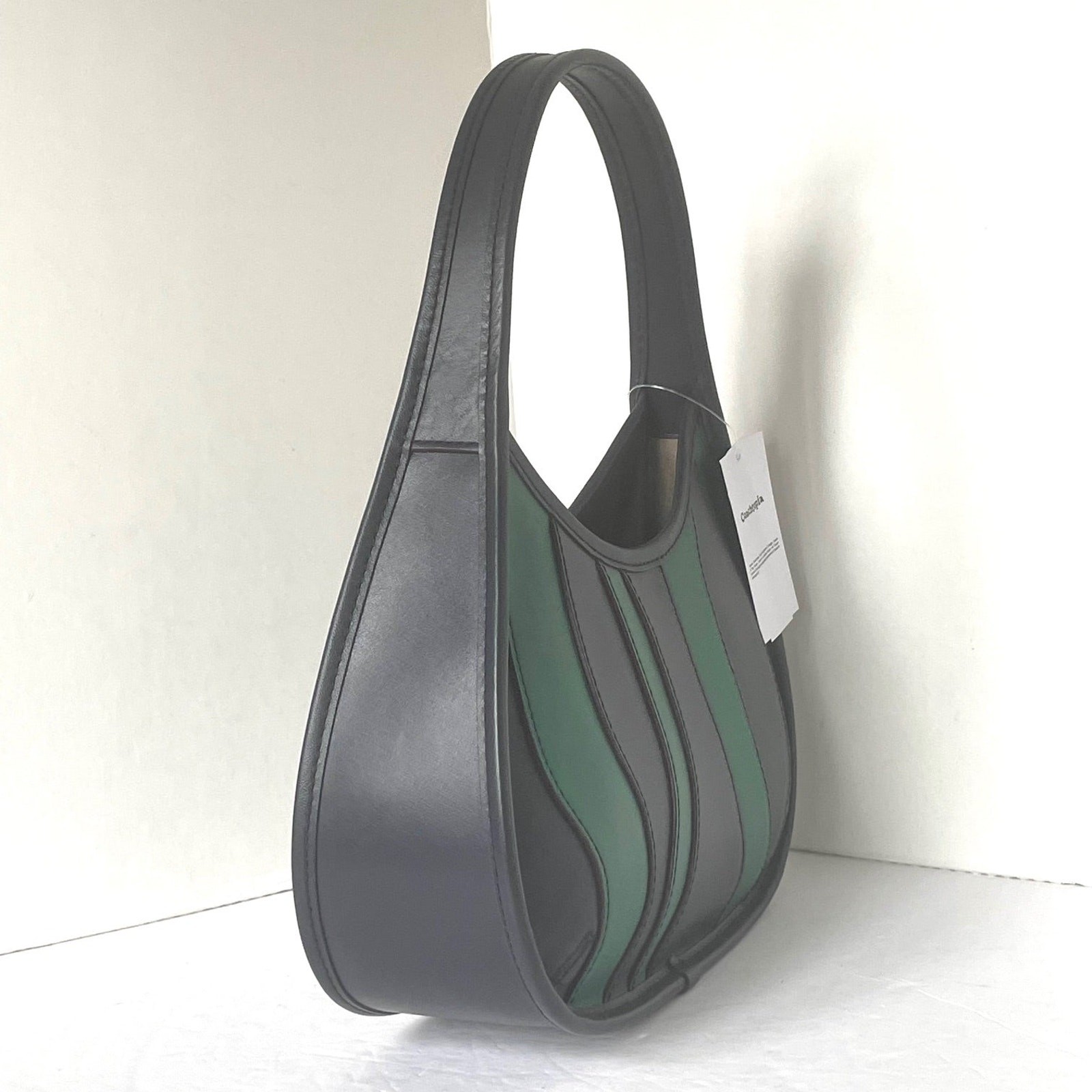 Coach Coachtopia Ergo Bag CQ004 Wavy Stripe Green Leather 90s Shoulder Bag