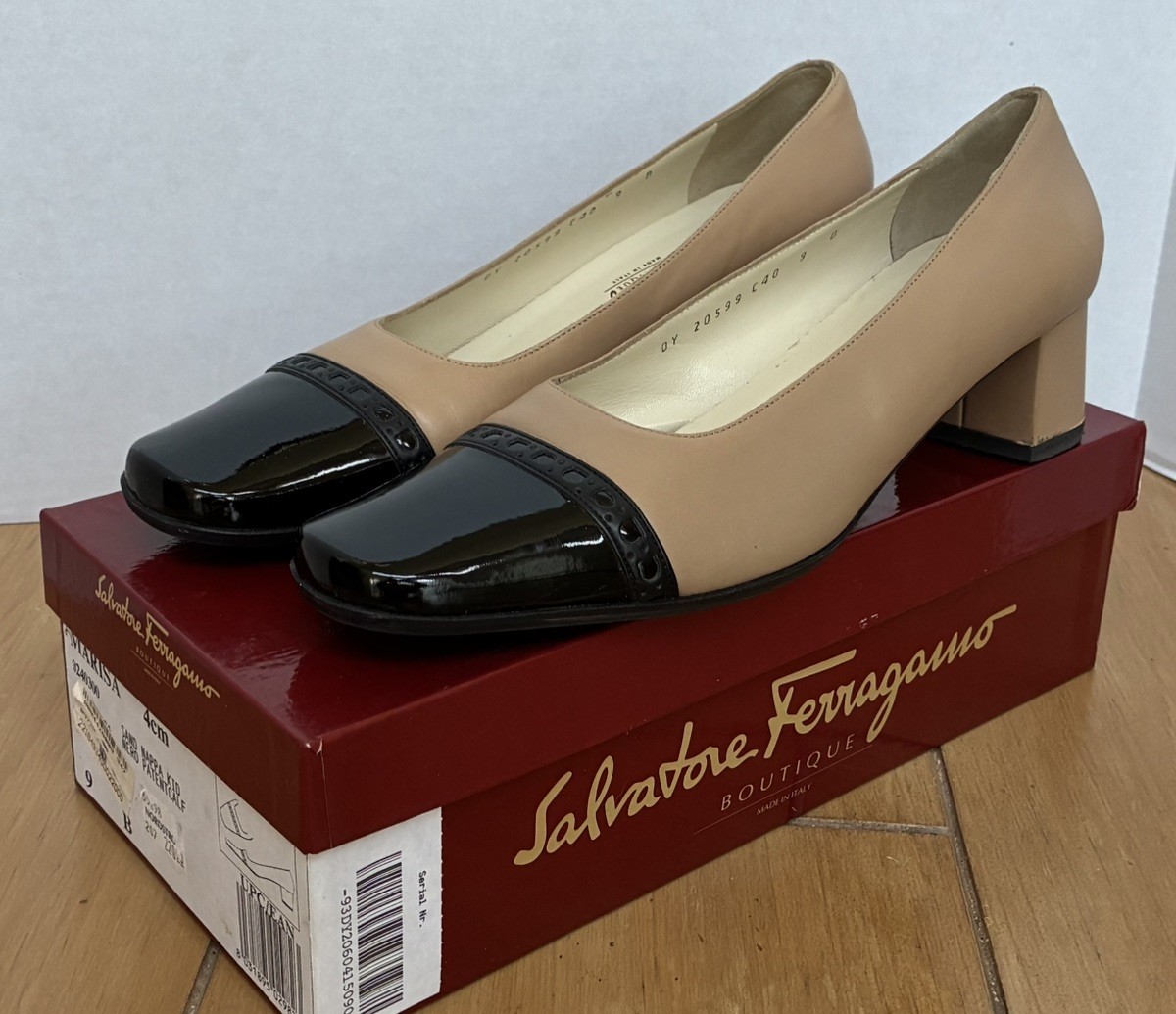 Salvatore Ferragamo Marisa 4cm 0240300 Sand Nappa Kid Nero Size 9