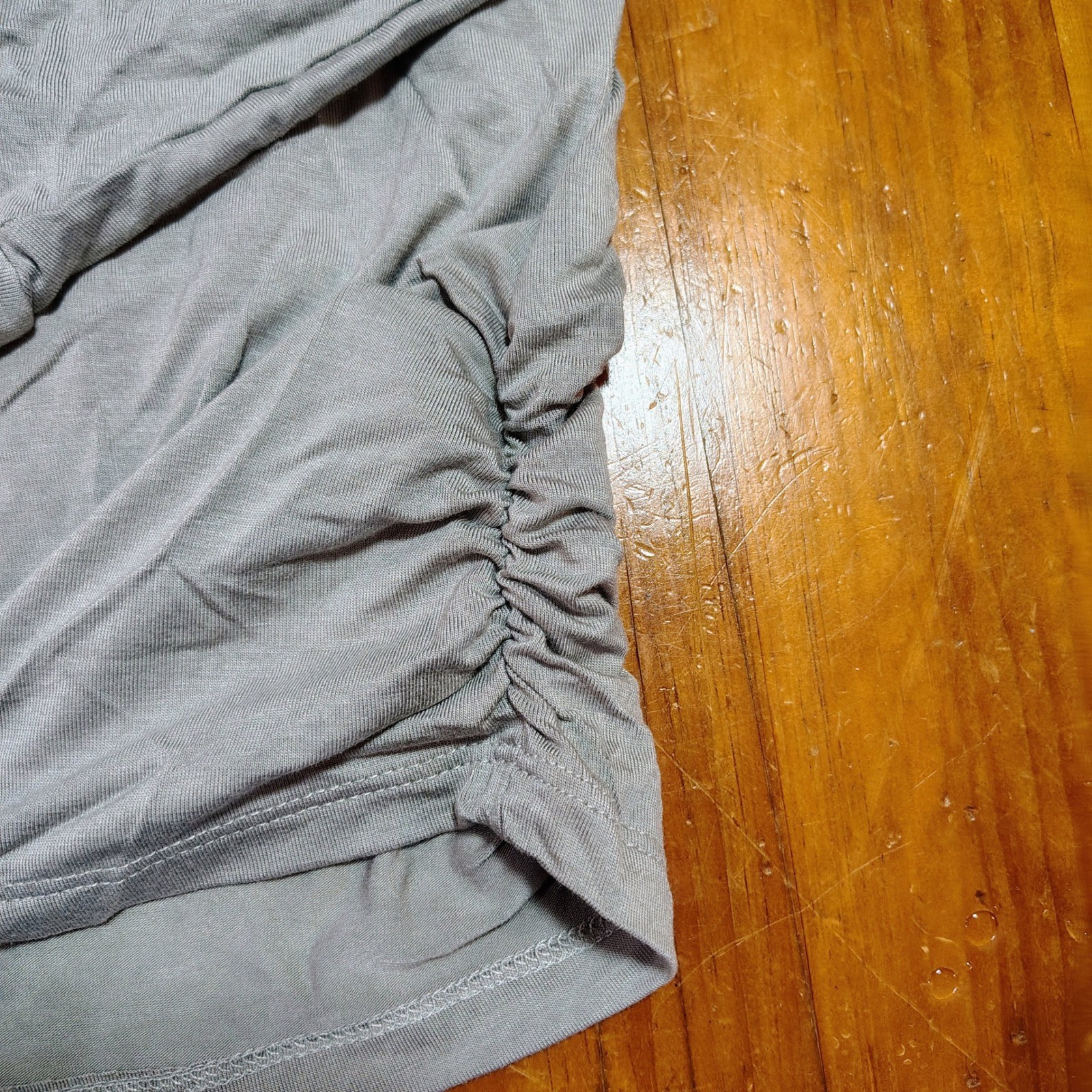 Tribe Active Bamboo Spandex Ruched Side Long Sleeve Top One Size Gray