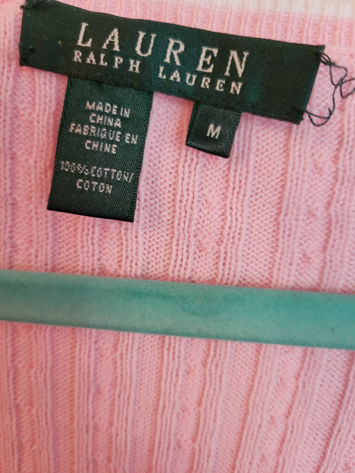 Lauren Ralph Lauren Sweater V Neck Pullover Pink Sz Medium Comfy Stretch