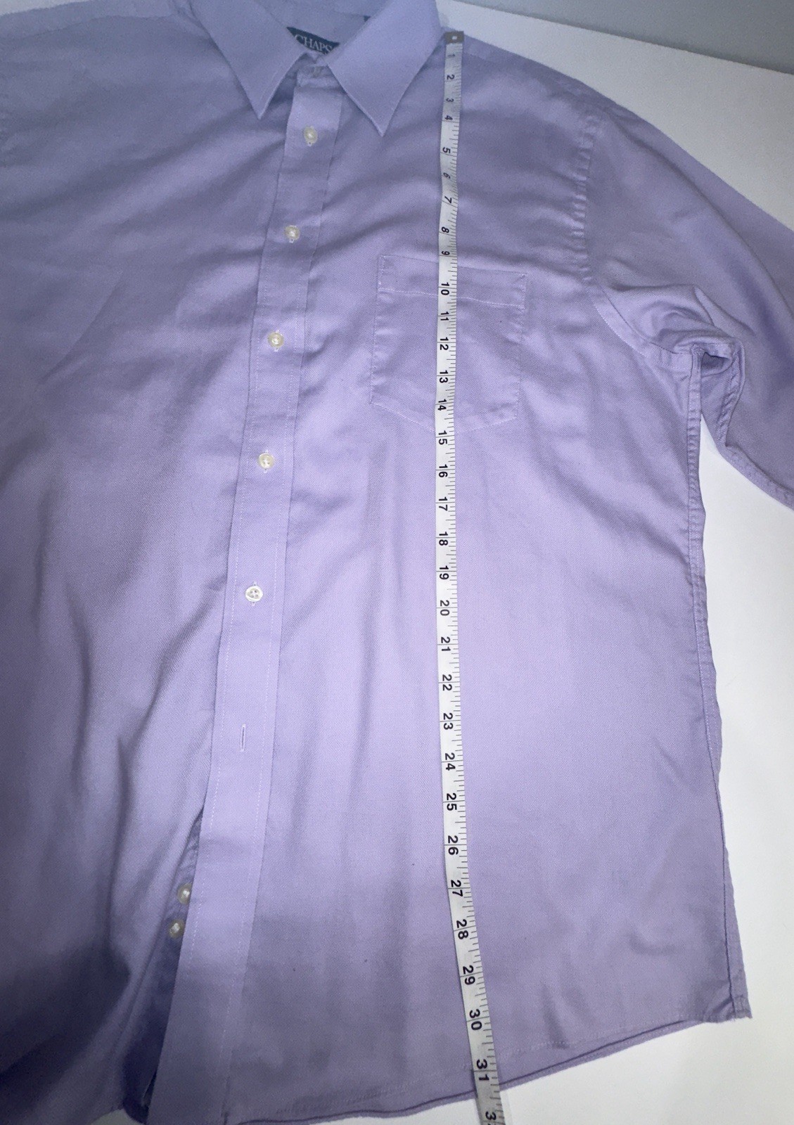 CHAPS Men’s Dress Shirt 17.5 32/33 Regular Fit Lavender Purple Wrinkle Free L/S