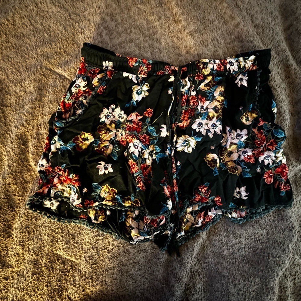 Angie Black Floral Skort with Multicolor Blooms