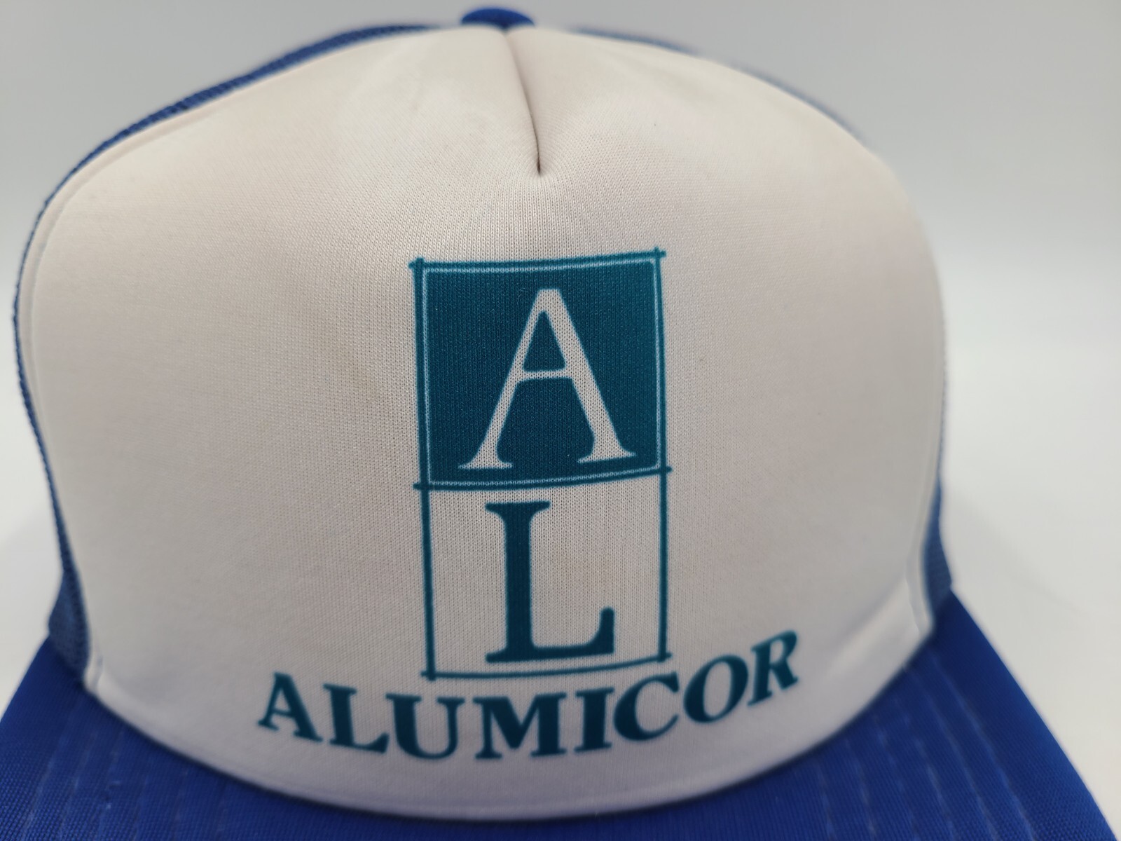 Vintage Alumicor Mesh Trucker Snapback Hat Cap Canada Aluminum Men White Blue