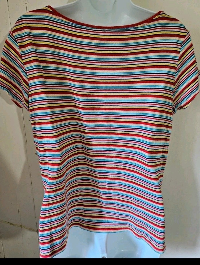 Papaya Matalan Size 18 T.shirt Top Multicolour Stripy 100% Cotton Short sleeve