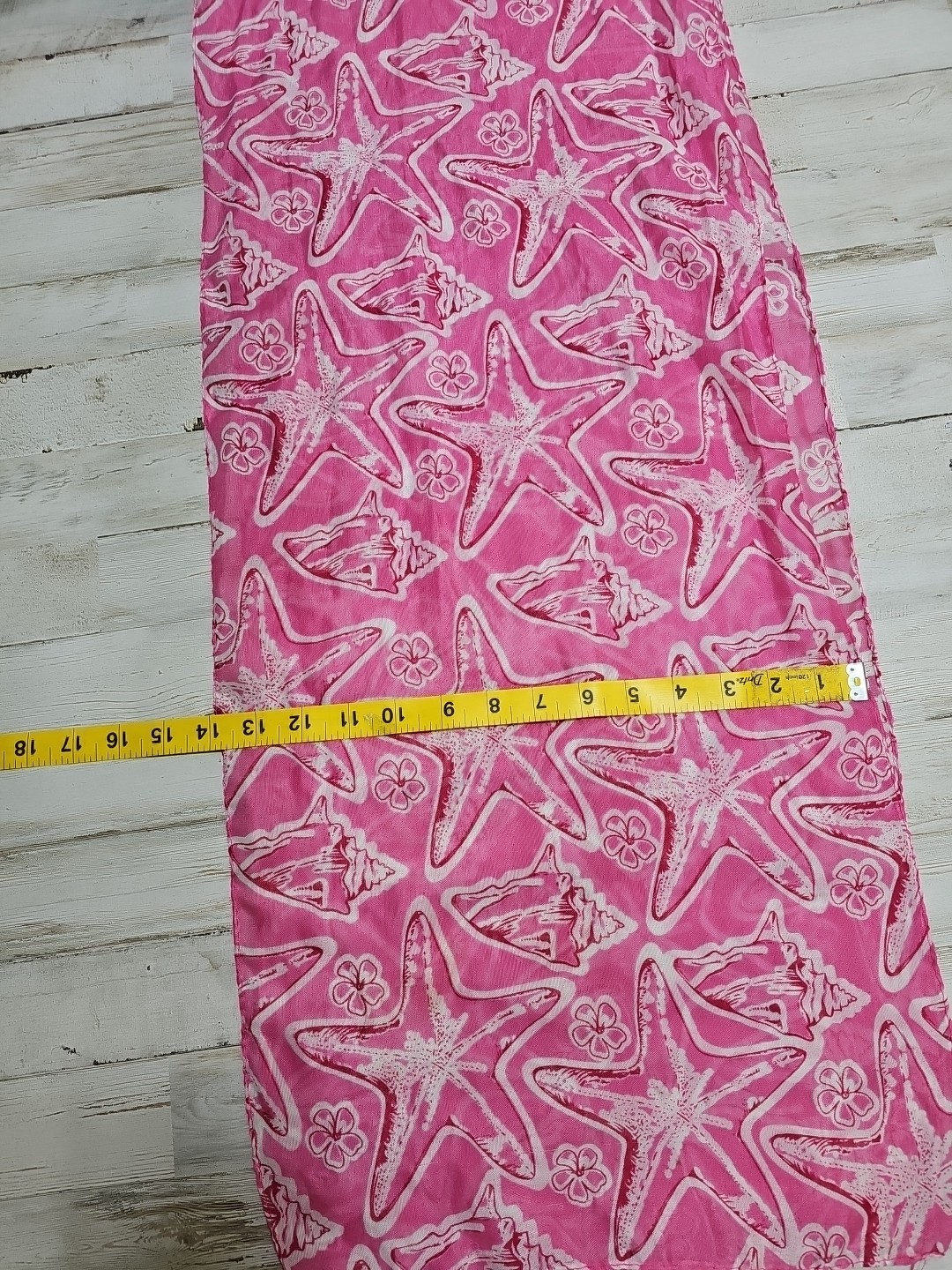 Starfish Floral Seashell Semi-Sheer Scarf Pink 64 Inches Long Shaw