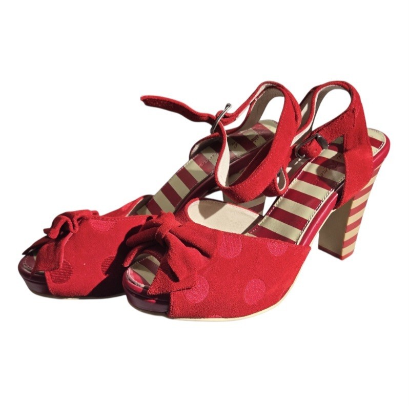 Lola Ramona “Angie” Red Suede Platform Sandals-US 10/41