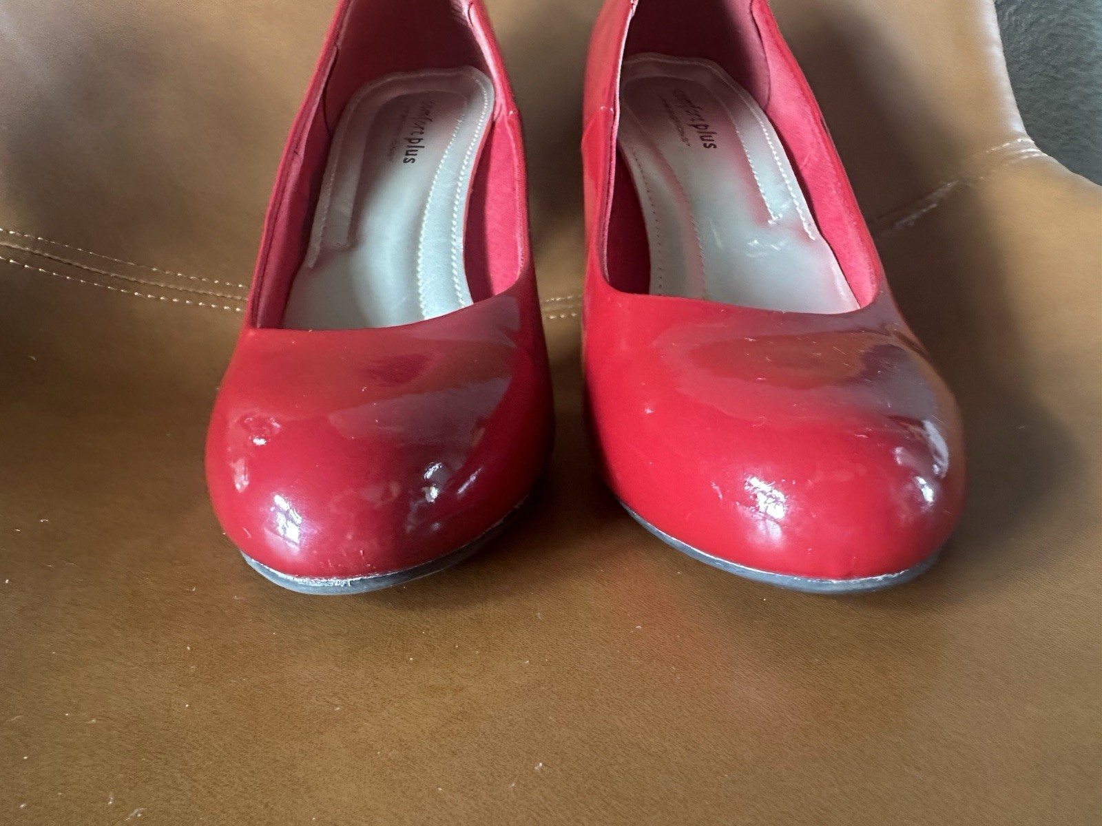 Comfort Plus By Predictions Red Patent Heels Pumps Women’s 8.5 3” Classic